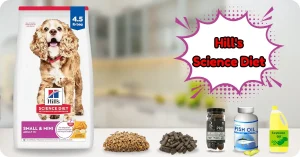 Close-up of Hill's Science Diet Recommended Senior Dog Food for dogs 11 years and older, made with chicken, brown rice, and barley