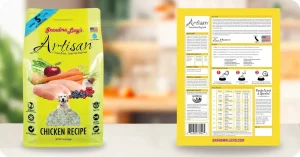 Bowl of rehydrated Grandma Lucy’s Artisan Chicken Dog Food with visible veggies and meat – Grandma Lucy’s Dog Food Review