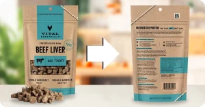 High-protein Vital Essentials Dog Food Review with single-ingredient beef liver treats