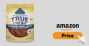 Blue Buffalo Dog Food bag with real chicken ingredients on display
